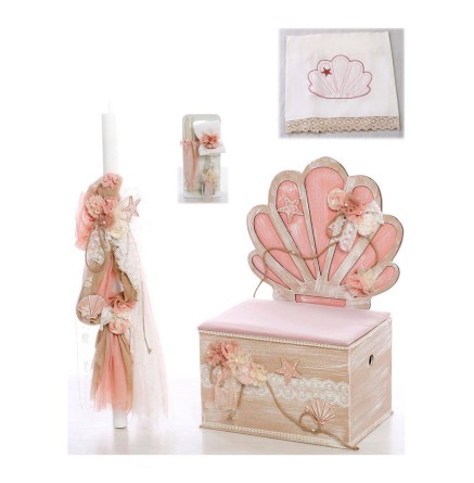 Σετ Βάπτισης Bellissimo Με Θέμα Κοχύλι ΣΚΒ-1013