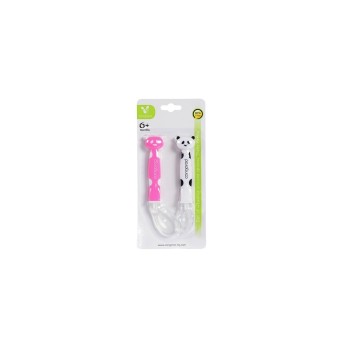 Cangaroo Σετ 2 Κουτάλια Σιλικόνης Baby Panda 6+m Pink 3800146261863